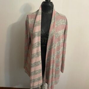 Star Vixen Pink & Gray Stripe open cardigan, size 2X